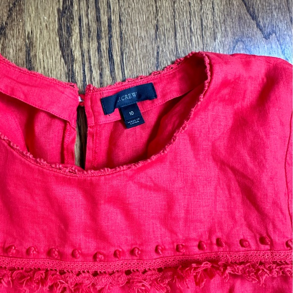 J.Crew Summer Linen Red Top with French Knots 3/4 Sleeve Sz 10 - Picture 3 of 4